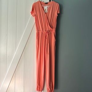 NWT-Small -Pretty Garden peachy/pink jumpsuit